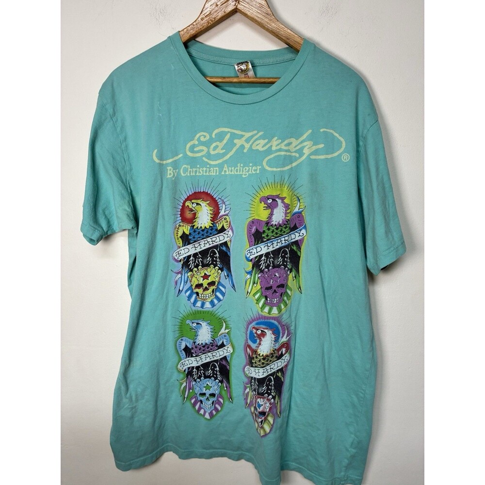 Ed Hardy By Christian Audigier Old School Tattoo  Shirt Men’s XL Vintage Y2K